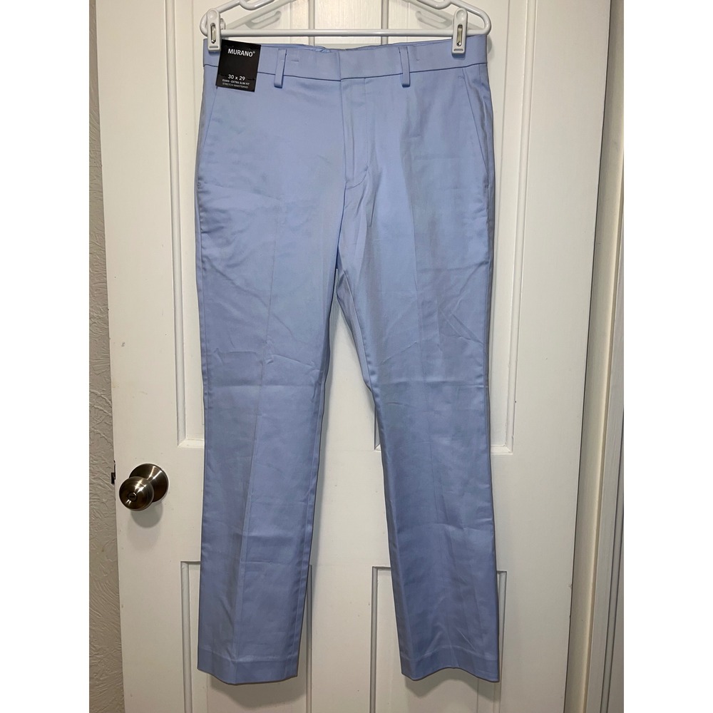 NWT Murano Evan Extra Slim Fit Stretch Dress Pants 30x29 Light Blue Flat Front